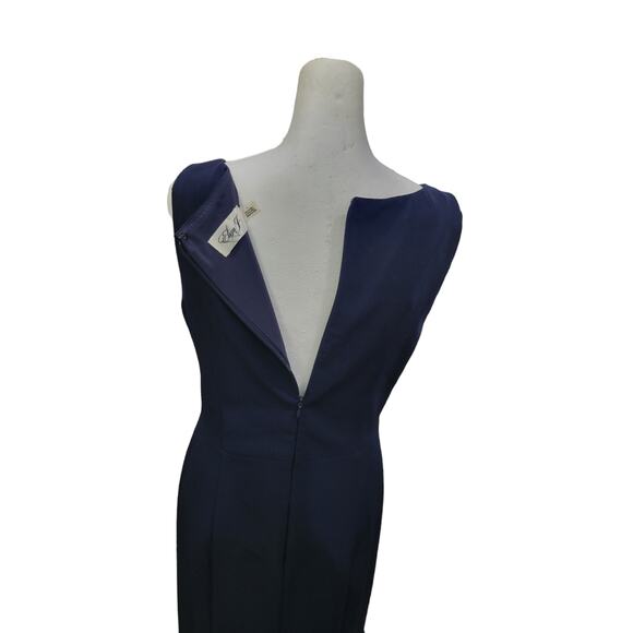 Eliza J Laguna Gown Women’s 4 Navy Blue Crepe Lace Inset Mermaid Trumpet‎ Dress - Picture 14 of 15